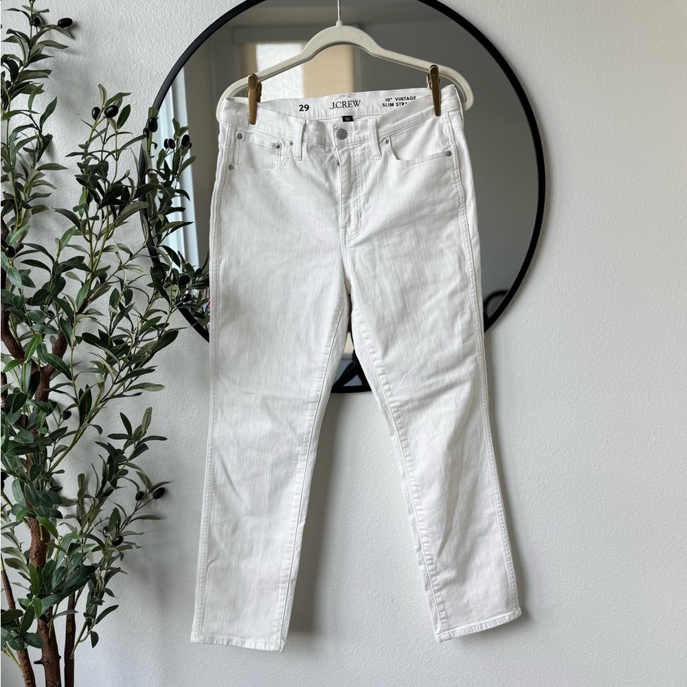 J. Crew 10” Vintage Slim Straight Women’s White Denim Jeans 29